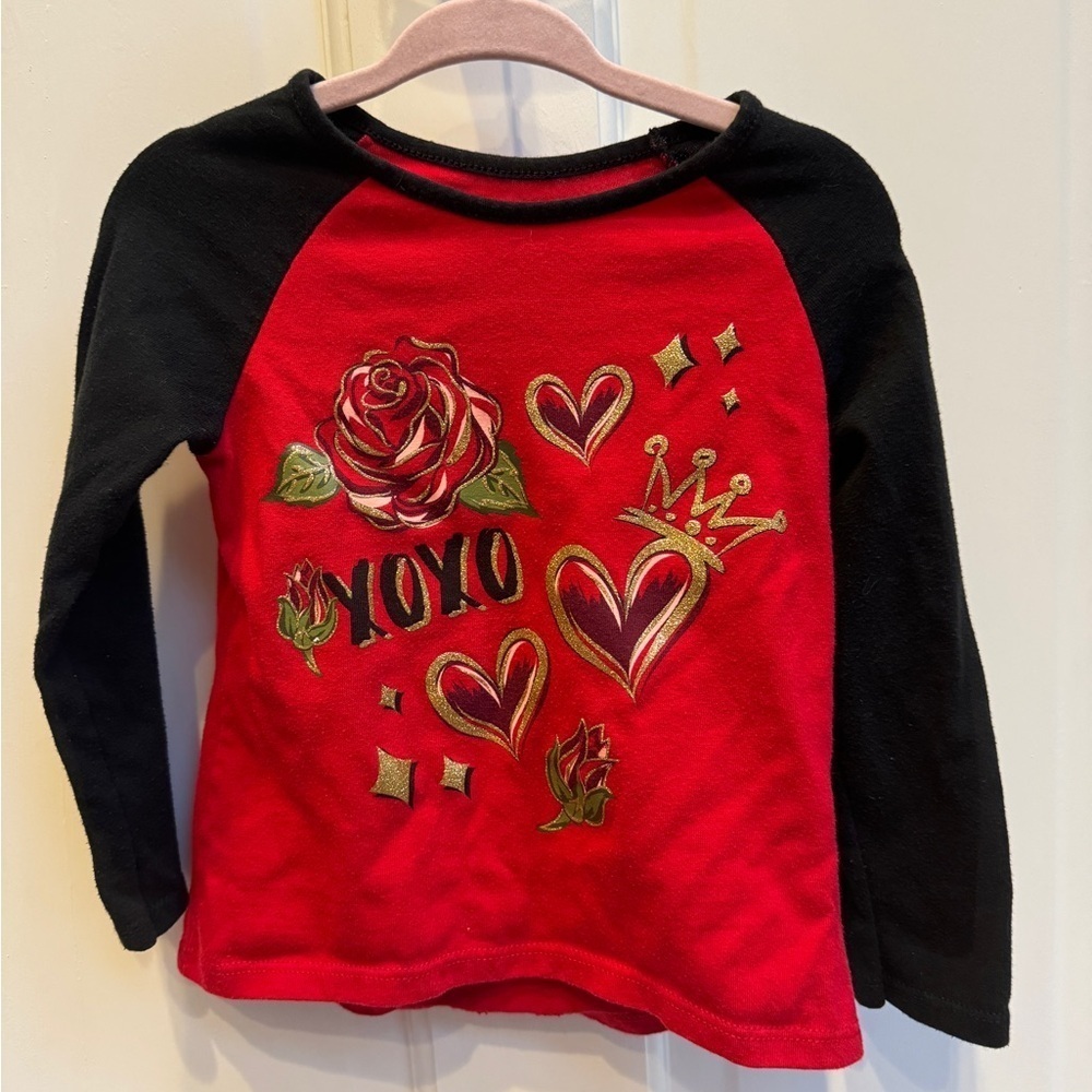 Garanimals 2T Red XOXO Girls Valentines Day Love Long Sleeve Top Blouse